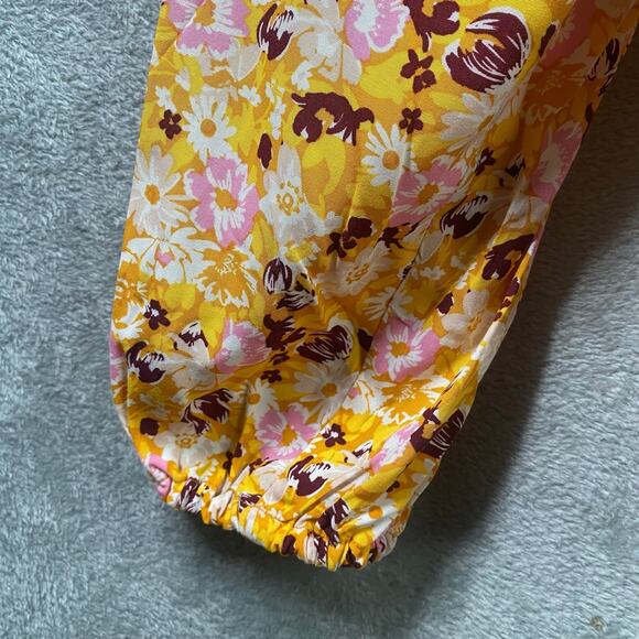 GAP Top Womens XXL Floral Long Sleeve Puff Sleeve Peasant Cottage Boho‎ - Picture 10 of 15